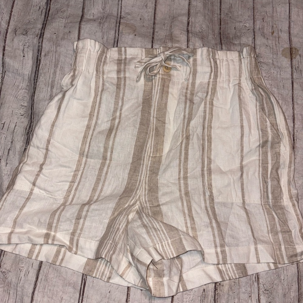 Madewell pull on linen blend striped shorts S - Picture 4 of 6